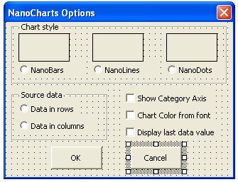 NanoCharts add-in user form